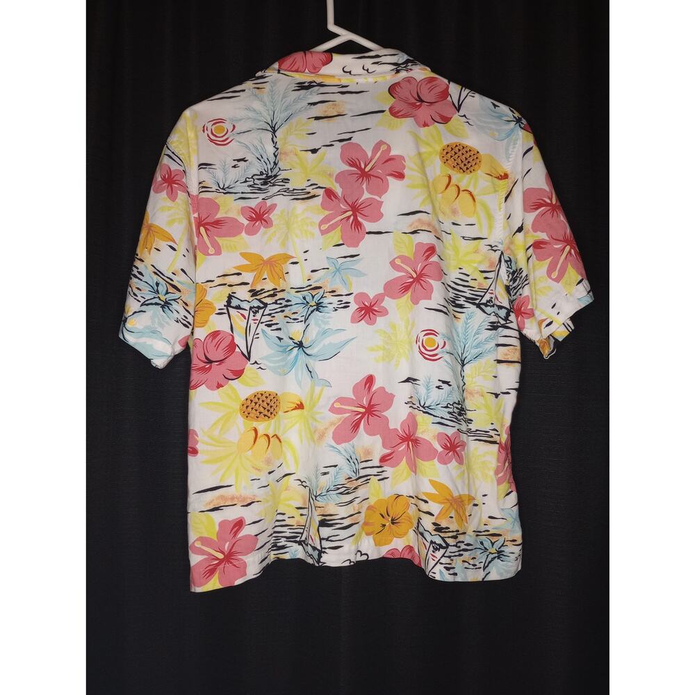 VTG 90s ERIKA floral tropical button down short blouse - Picture 4 of 6